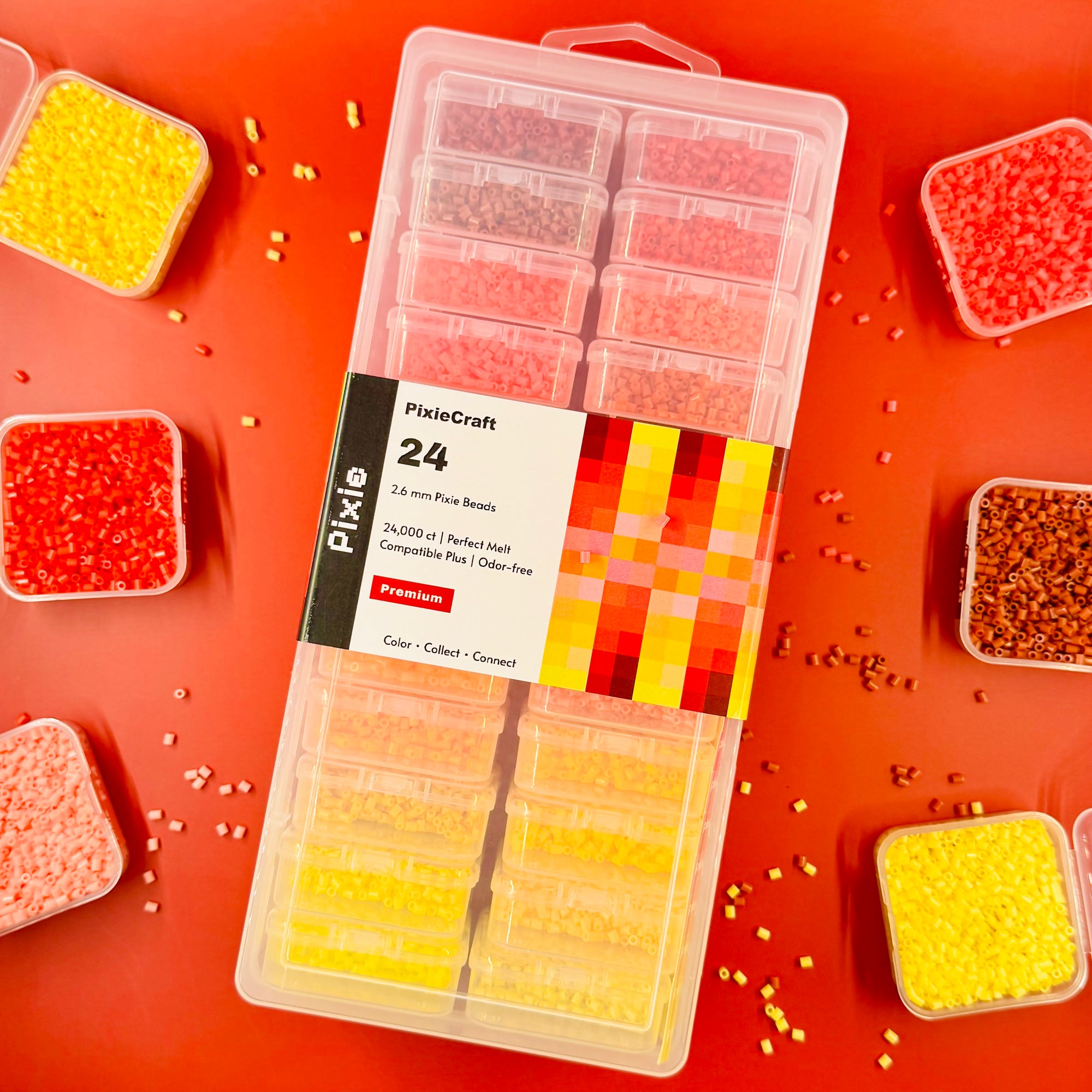 24000 pcs Essential 24 PixieBeads Box【Sunset Glow】- Mini Fuse Beads 2.6mm