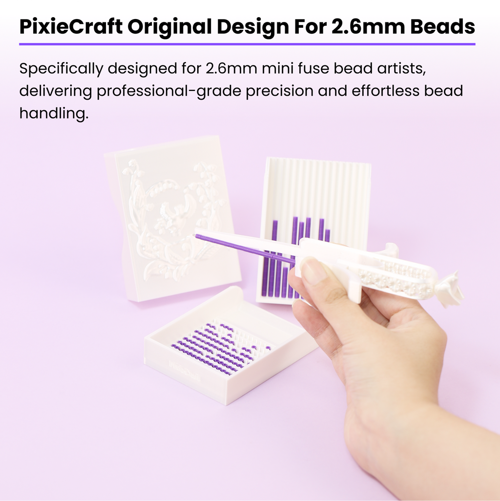 PixieCraft Peace Dove White Picker Tool Set – Original Lily of the Valley Dove Design with 2.6mm Bead Tray, Single Needle Pen and Dual Bead Scoops