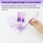 PixieCraft Grape Purple PixieBeads Picker Tool Set – Original Grape Vine Design with 2.6mm Bead Tray, Single Needle Pen and Dual Grape Leaf Scoops