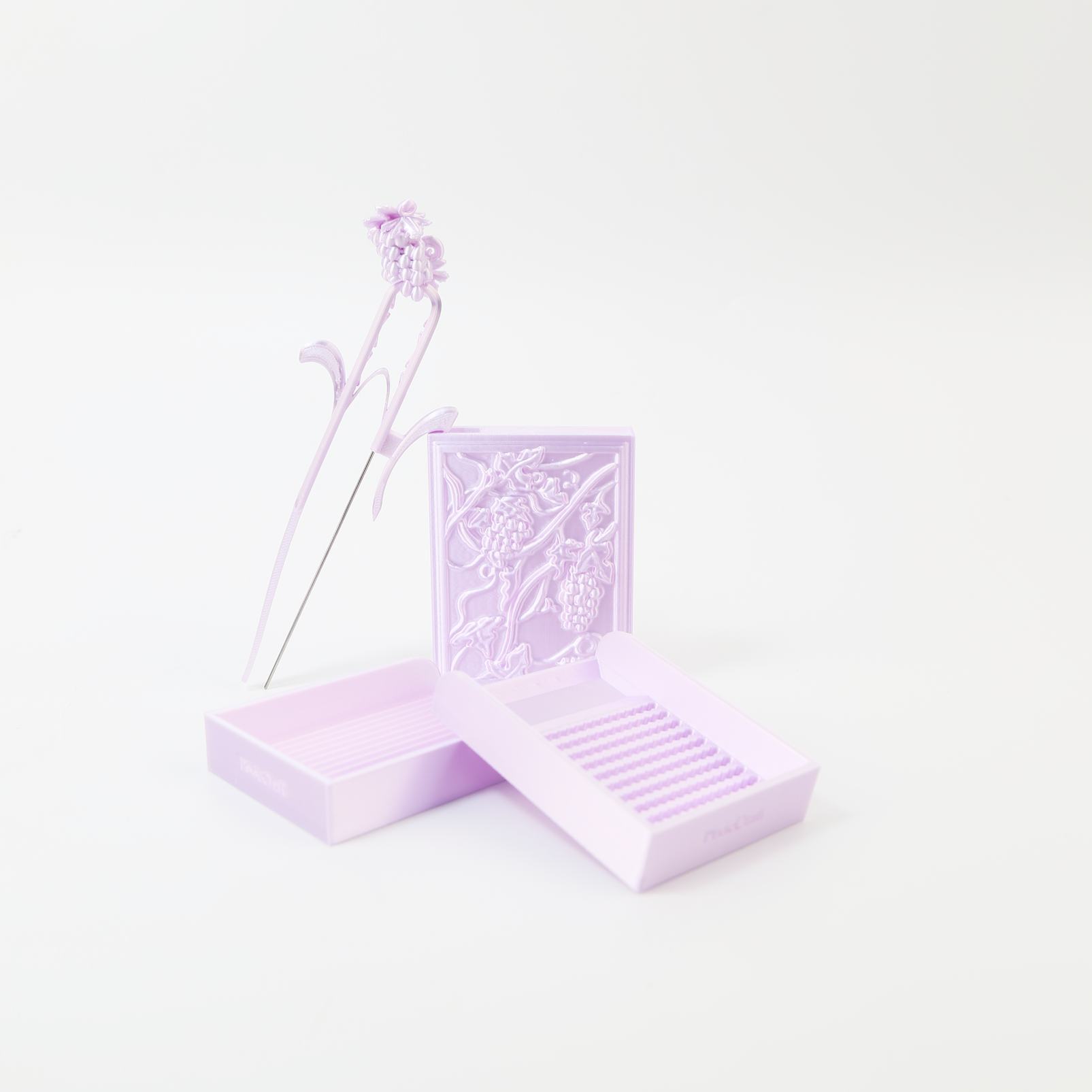 PixieCraft Grape Purple PixieBeads Picker Tool Set – Original Grape Vine Design with 2.6mm Bead Tray, Single Needle Pen and Dual Grape Leaf Scoops