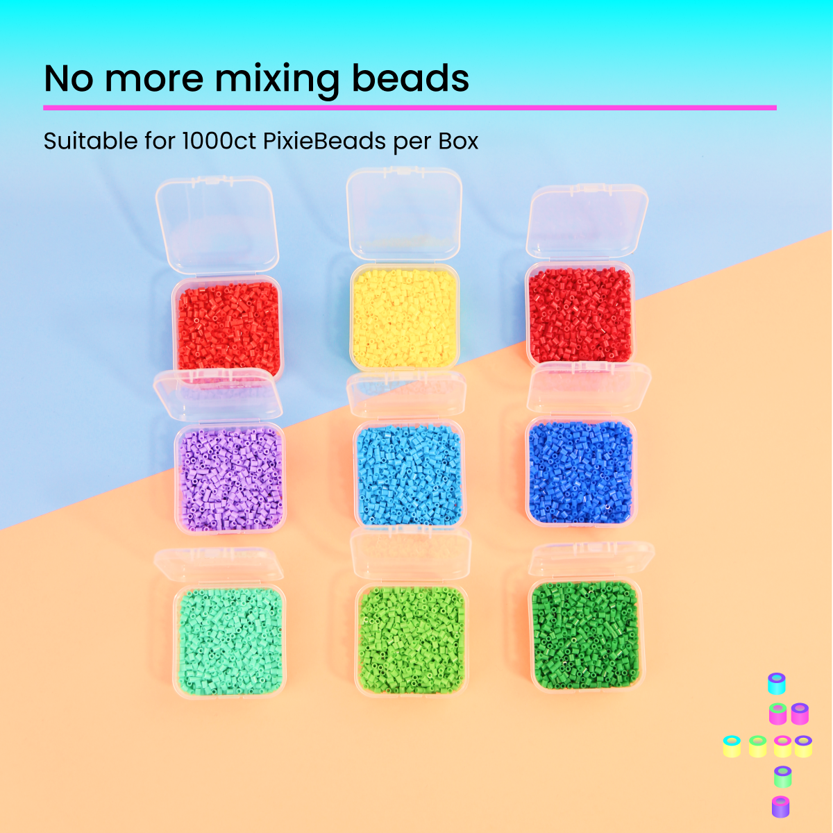 PixieCraft Bead Organizer Box, 1 Large Case with 24Pcs Small Clear Containers, Easy Storage Organizer for Fuse Beads, Jewelry Making, DIY Crafts and Nail Art