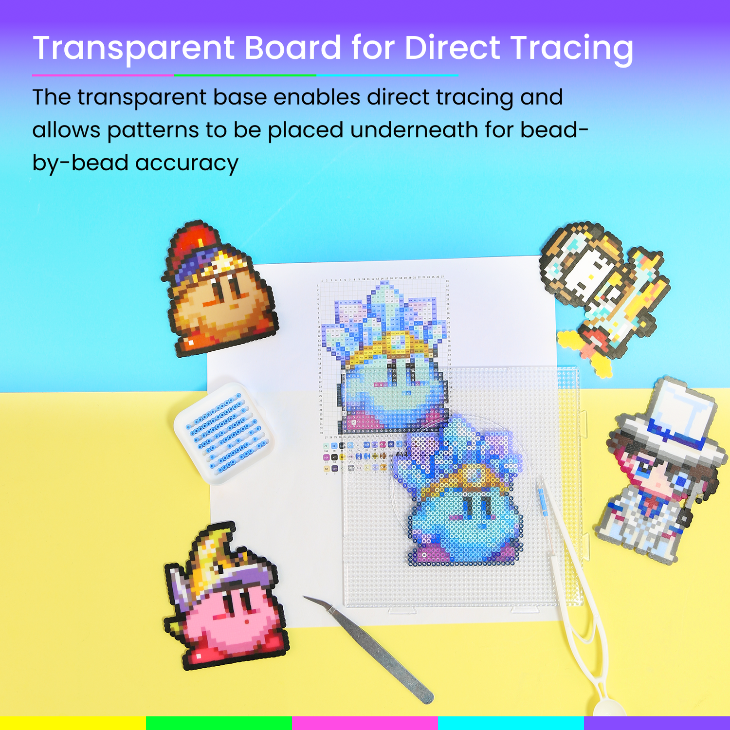 PixieCraft 26x26 Mini Fuse Bead Pegboard 10-Pack – Interlocking Perler Bead Mini Boards for Small Pixel Art Keychains Magnets & Beginner Craft Projects