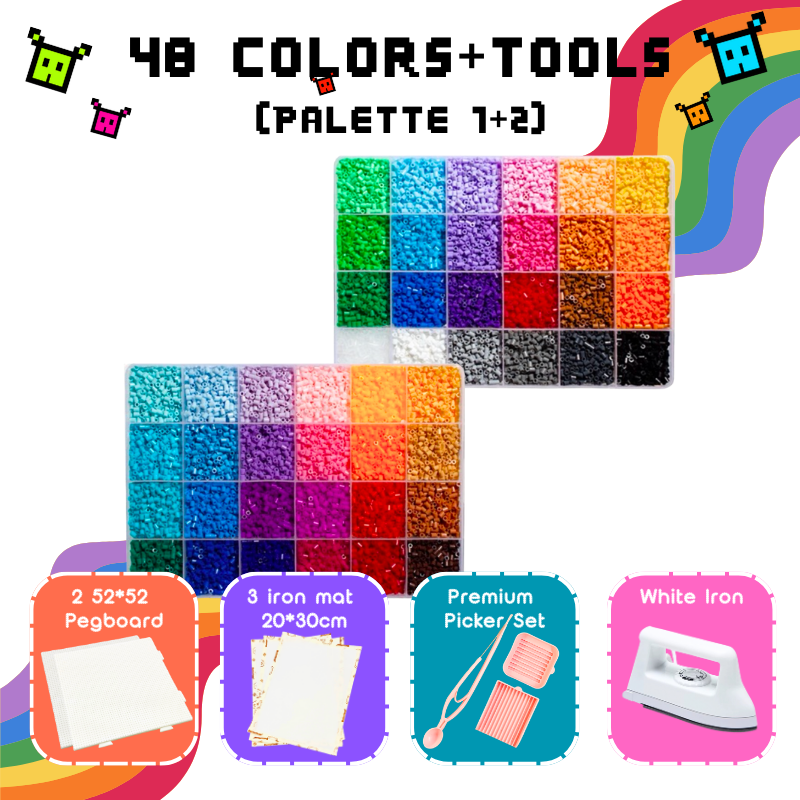 PixieBeads Combo Box (all-in-one with tool set) - 60,000 Mini Fuse Beads 2.6mm