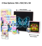 PixieCraft 52 x 52 & 104 x 104 Black Smart Pegboard for 2.6mm Fuse Beads, Eye-Friendly LED Pixel Art Board with Bluetooth, Compatible with PixieCraft Design App, Photo-to-Pattern, 2mm Stable Pins, Matte Finish