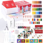 PixieCraft Christmas Craft Gift Set with White Iron, 109 pcs All-in-One Craft Box, 30 Colors 2.6mm Fuse Beads & 12 Colors Diamond Painting Kit with Original Pattern Book, 6 Christmas Cards, 2 Pegboards, Tools, Christmas Gift for Adults, Teens, Kids