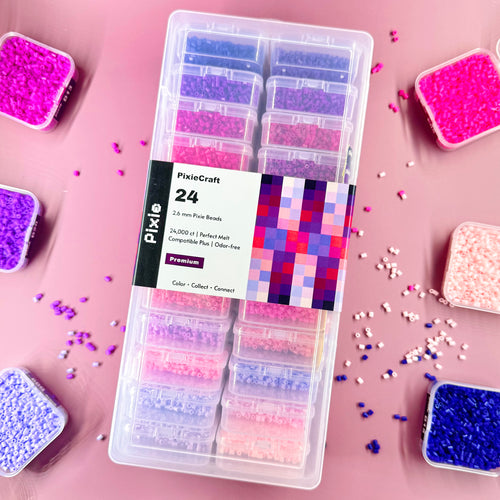 24000 pcs Essential 24 PixieBeads Box【Dreamy Berry】- Mini Fuse Beads 2.6mm