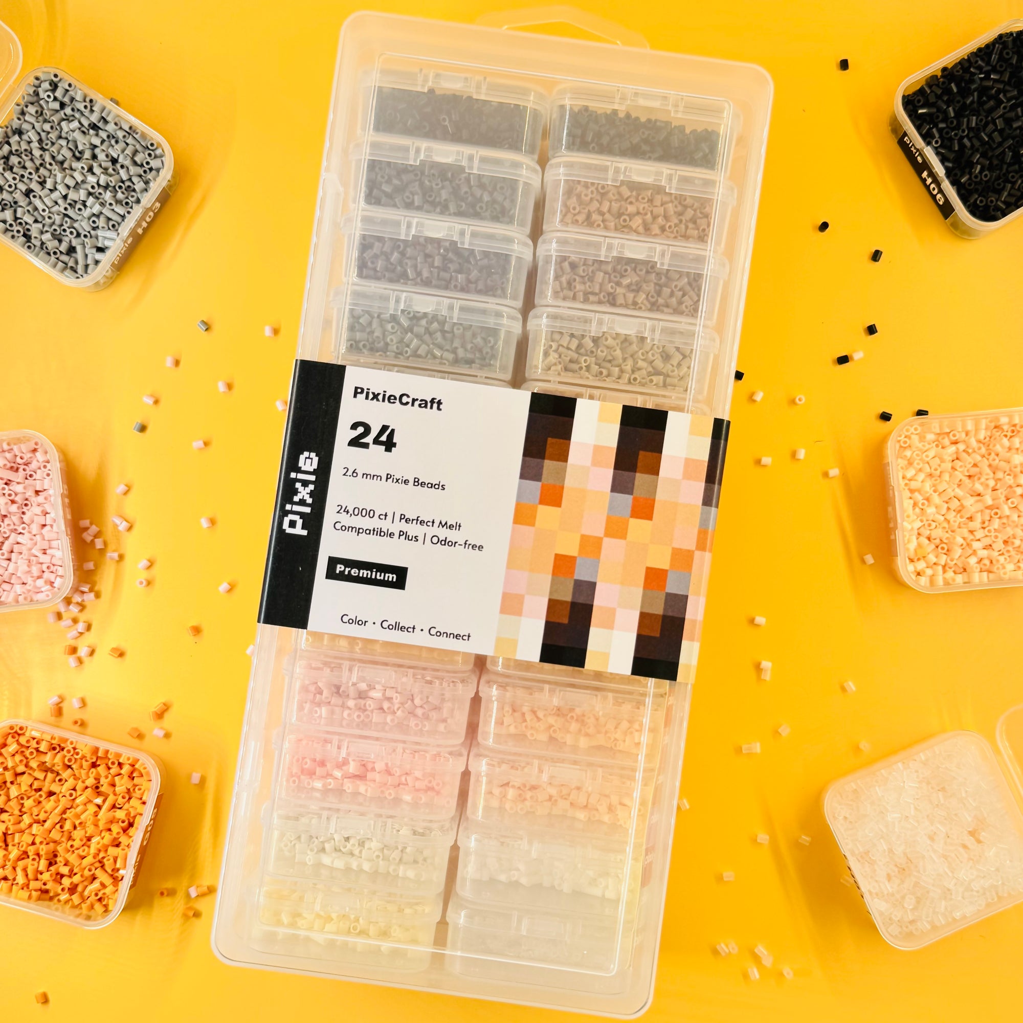24000 pcs Essential 24 PixieBeads Box【Mono Chic】- Mini Fuse Beads 2.6mm