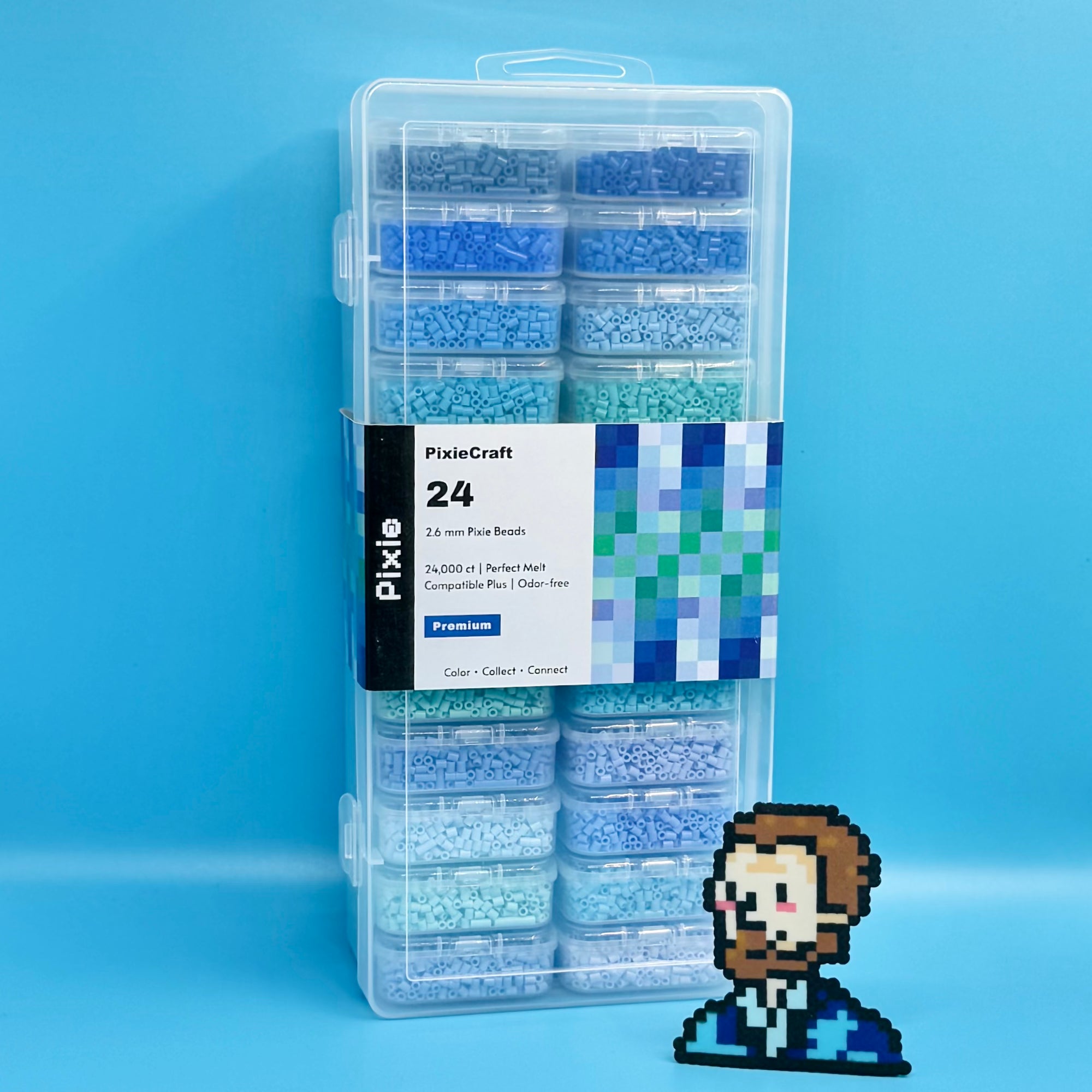 24000 pcs Essential 24 PixieBeads Box【Ocean Blue】- Mini Fuse Beads 2.6mm