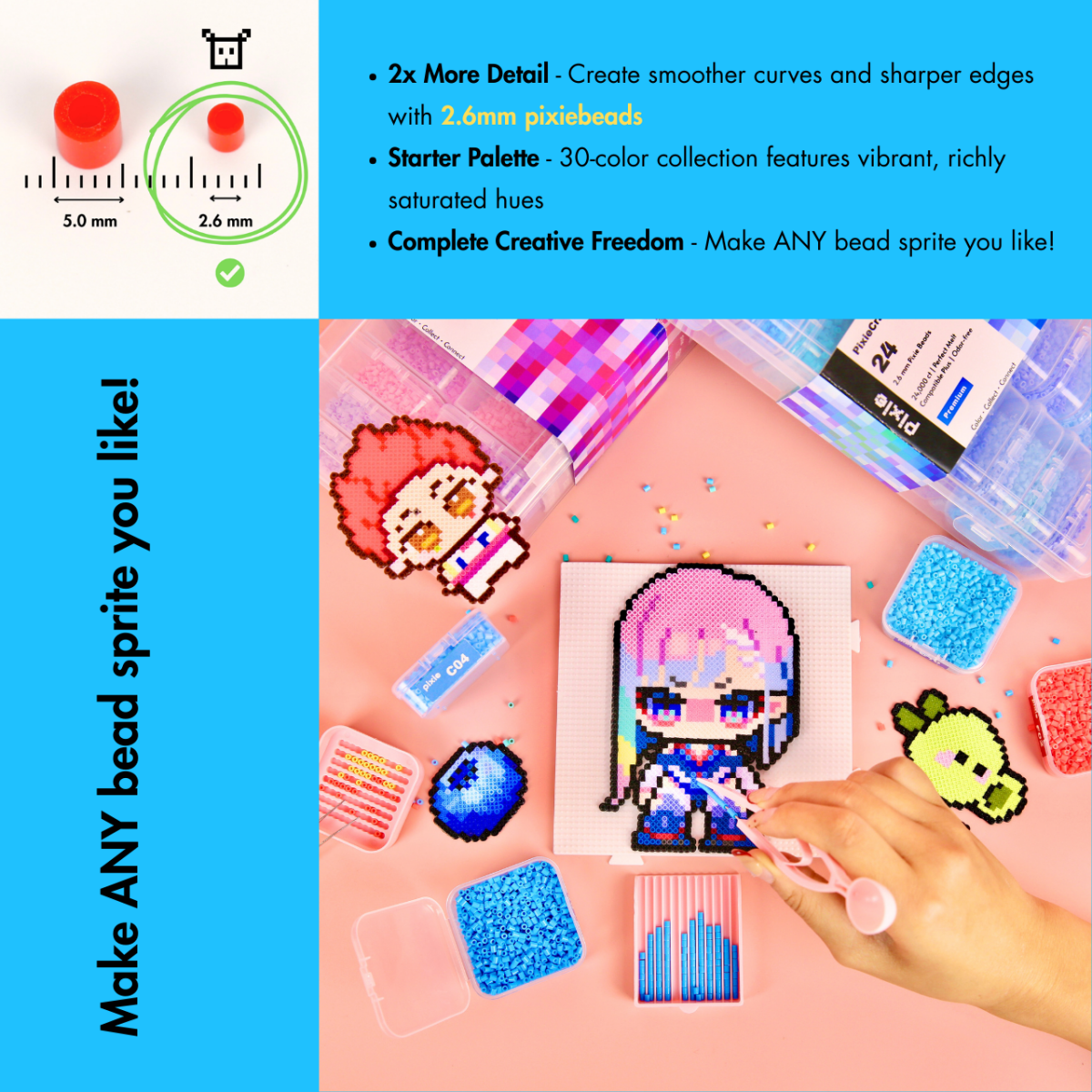 Deluxe Starter PixieBeads Set All - in - one, 30 colors, 30,000 ct - PixieCraft