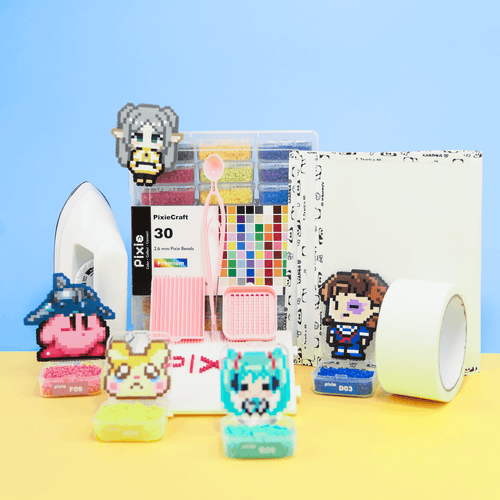 Deluxe Starter Set All - in - One (30 Colors, 30,000ct) - 2.6mm Mini Fuse Beads Kit with Tools | PixieBeads Kit for Beginners & Adults - PixieCraft