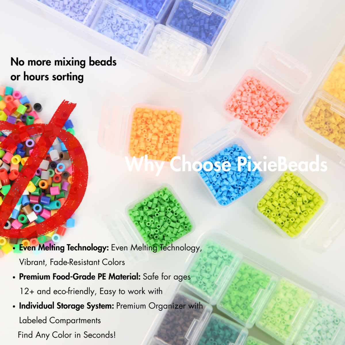 PixieBeads 120 Color Combo - 50,000 ct Premium 2.6mm Fuse Beads - PixieCraft