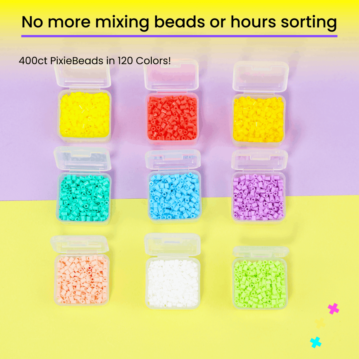 PixieBeads 120 Color Premium Bead Cube - 50,000ct 2.6mm Mini Fuse Beads | Melty Beads Craft Kit for Pixel Art - PixieCraft