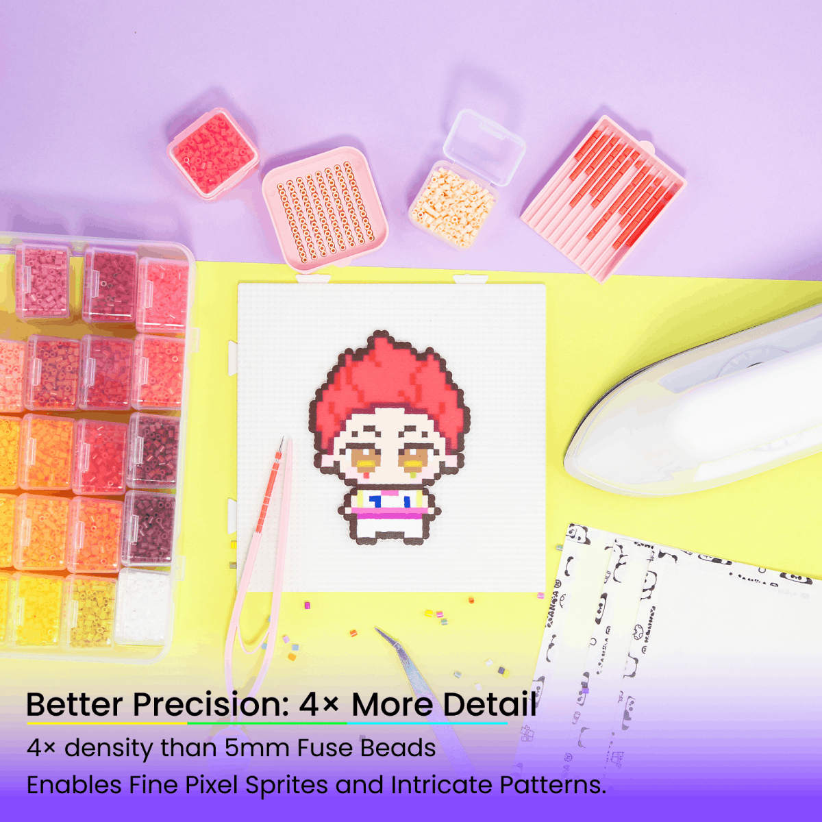 PixieBeads 120 Color Premium Bead Cube - 50,000ct 2.6mm Mini Fuse Beads | Melty Beads Craft Kit for Pixel Art - PixieCraft