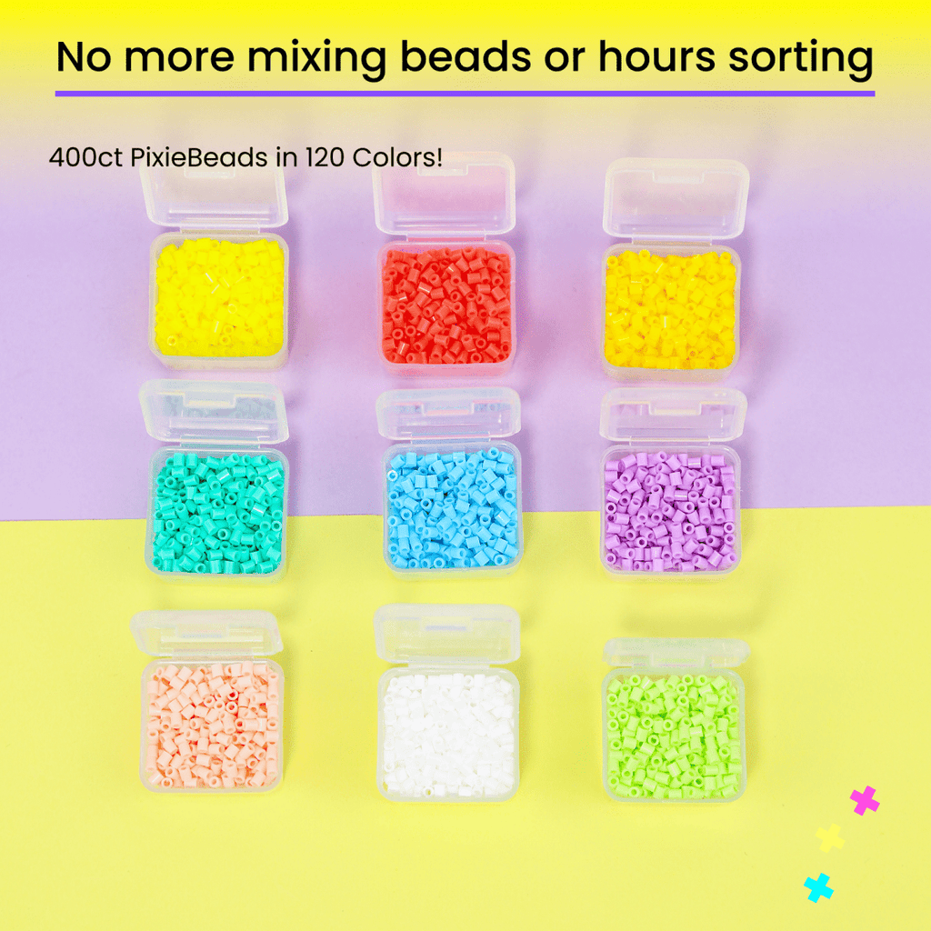 PixieBeads 25 Pearlescent Colors - 10,000ct Premium 2.6mm Mini Fuse Beads | Melty Beads Craft Kit for Pixel Art - PixieCraft