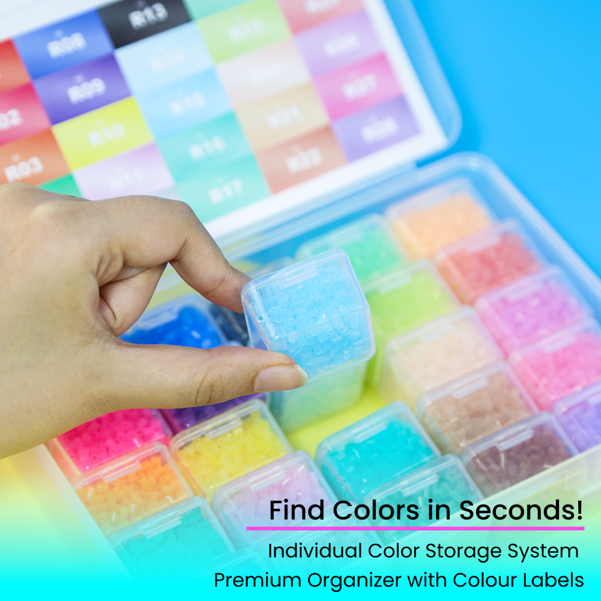 PixieBeads 25 Transparent Colors - 10,000ct Premium 2.6mm Mini Fuse Beads | Iron Beads Craft Kit for Pixel Art - PixieCraft