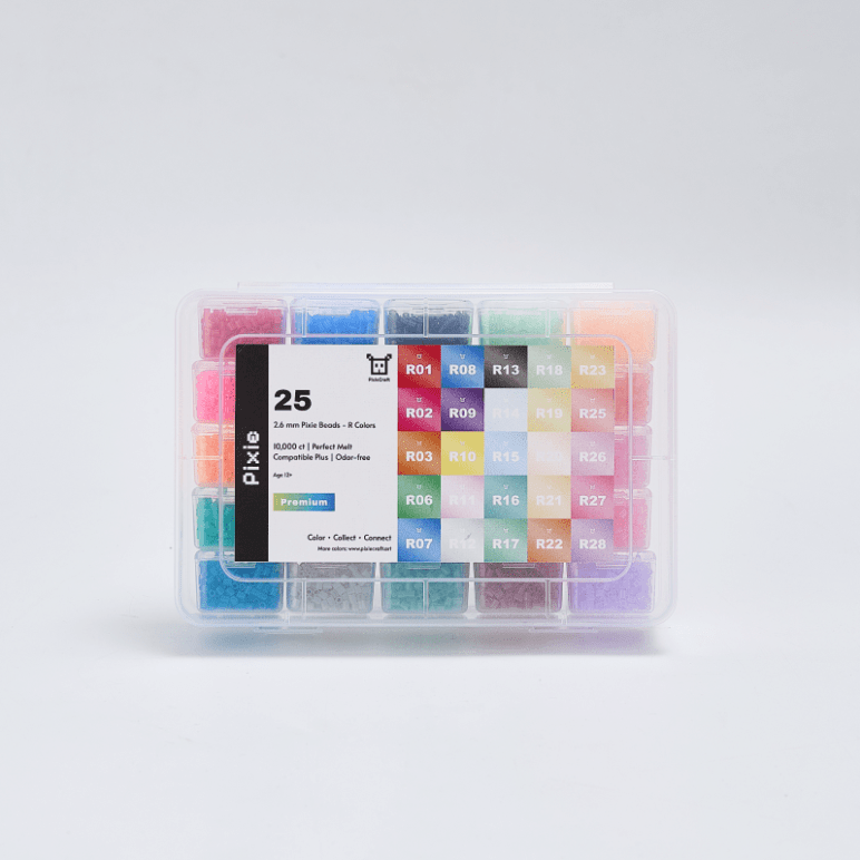 PixieBeads 25 Transparent Colors - 10,000ct Premium 2.6mm Mini Fuse Beads | Iron Beads Craft Kit for Pixel Art - PixieCraft