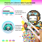 PixieBeads 25 Transparent Colors - 10,000ct Premium 2.6mm Mini Fuse Beads | Iron Beads Craft Kit for Pixel Art - PixieCraft