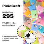 PixieBeads 295-Color Bulk Refill Set – 295,000 Pcs 2.6mm Fuse Beads Full Color Range, Bonus 3 Packs Black & 3 Packs White, Ultimate Pixel Art Bead Collector Set - PixieCraft