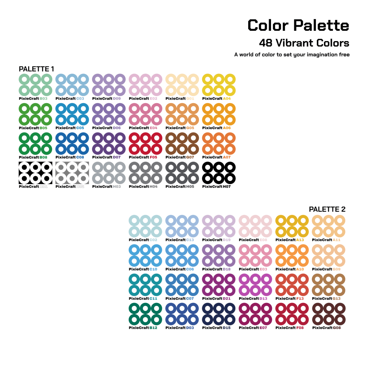 PixieBeads 48 Color Combo (Beads Only) - 24,000ct 2.6mm Mini Fuse Beads - PixieCraft