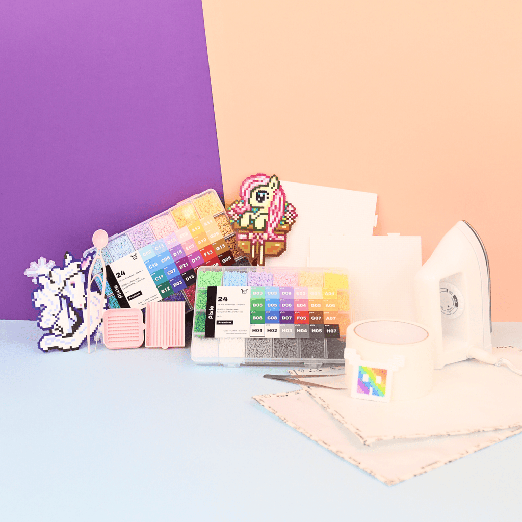 PixieBeads 48 Starter Combo Box Set All - In - One - 24,000 Mini Fuse Beads 2.6mm - PixieCraft