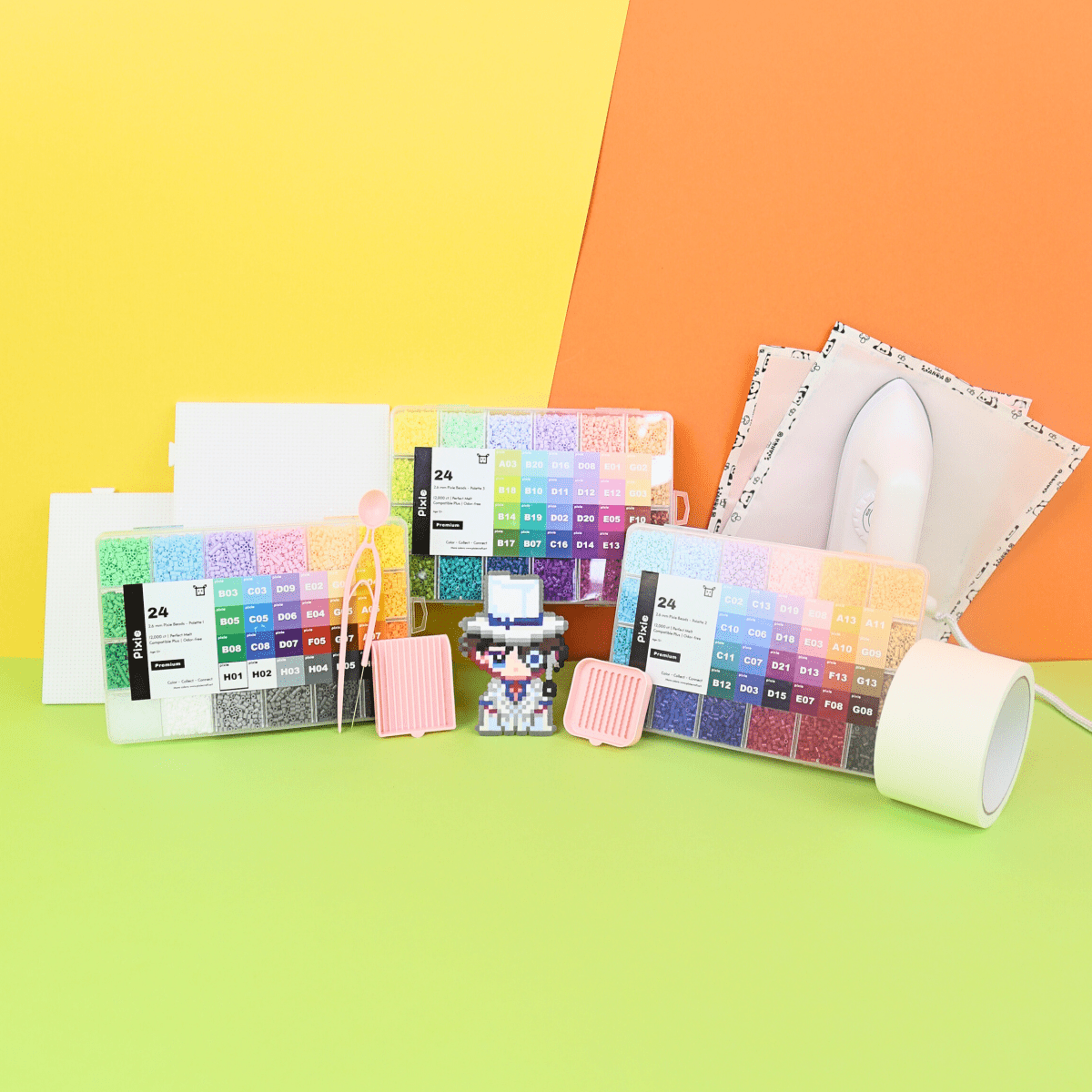 PixieBeads 72 Starter Combo All - In - One - 36,000 Mini Fuse Beads 2.6mm - PixieCraft