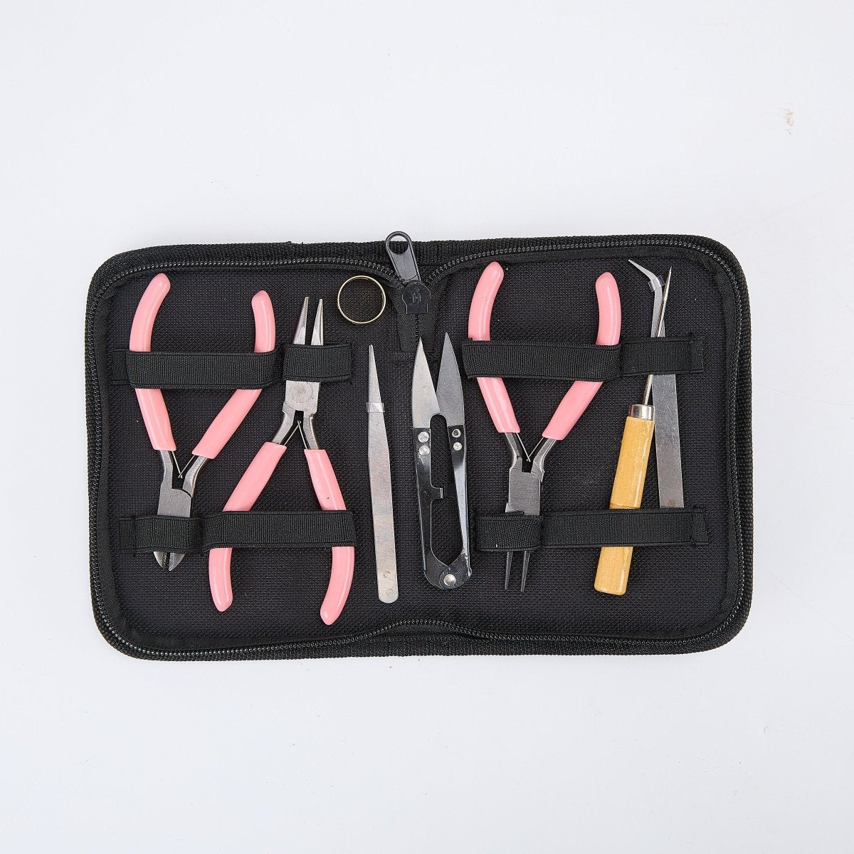 PixieBeads 7Pcs Jewelry Beading Tool Kit with Pliers, Tweezers and Storage Pouch for DIY Making - PixieCraft