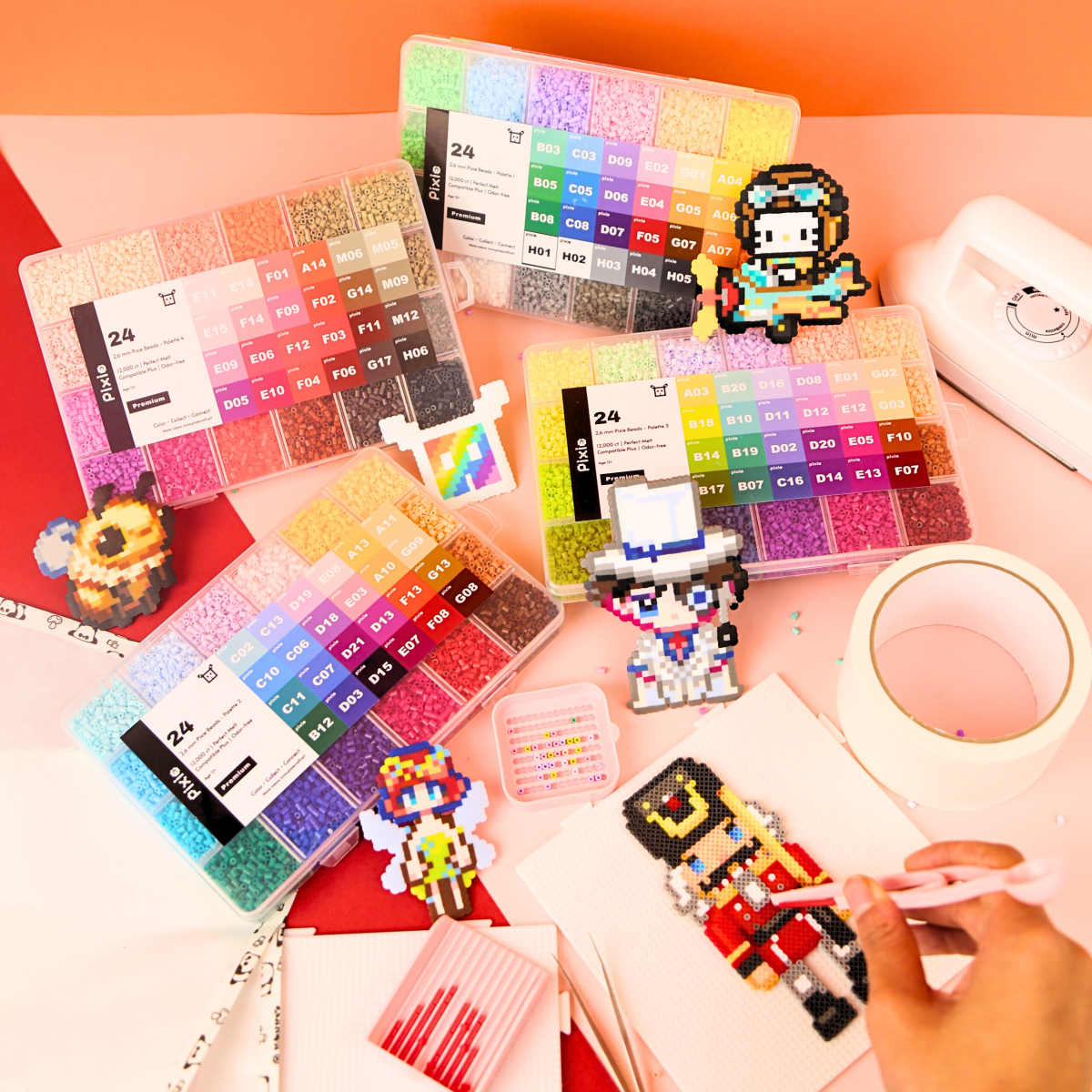 PixieBeads 96 Starter Combo All - In - One - 48,000 Mini Fuse Beads 2.6mm - PixieCraft