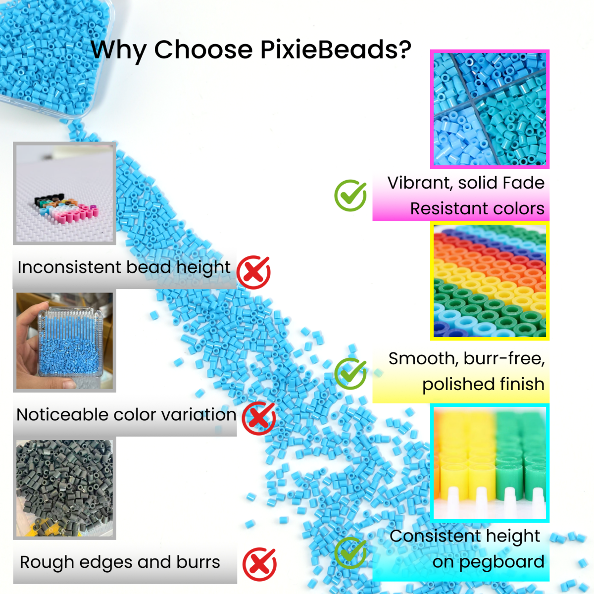 PixieBeads Color Palette - 12,000ct 2.6mm Mini Fuse Beads (24 Colors) - PixieCraft