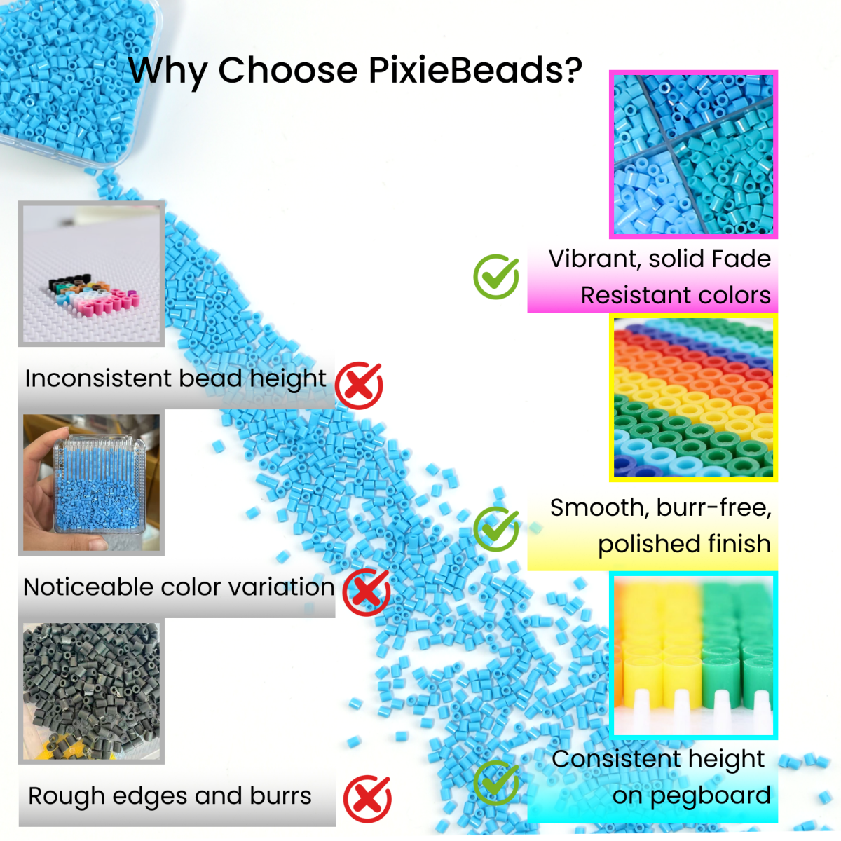 PixieBeads Essential 24 Box【Sunset Glow】 - 24,000ct 2.6mm Mini Fuse Beads | Warm Color Iron Beads Kit for Pixel Art - PixieCraft