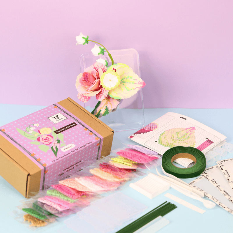 PixieBeads Floral Craft Kit: Rose & Lilly of the Valley - PixieCraft