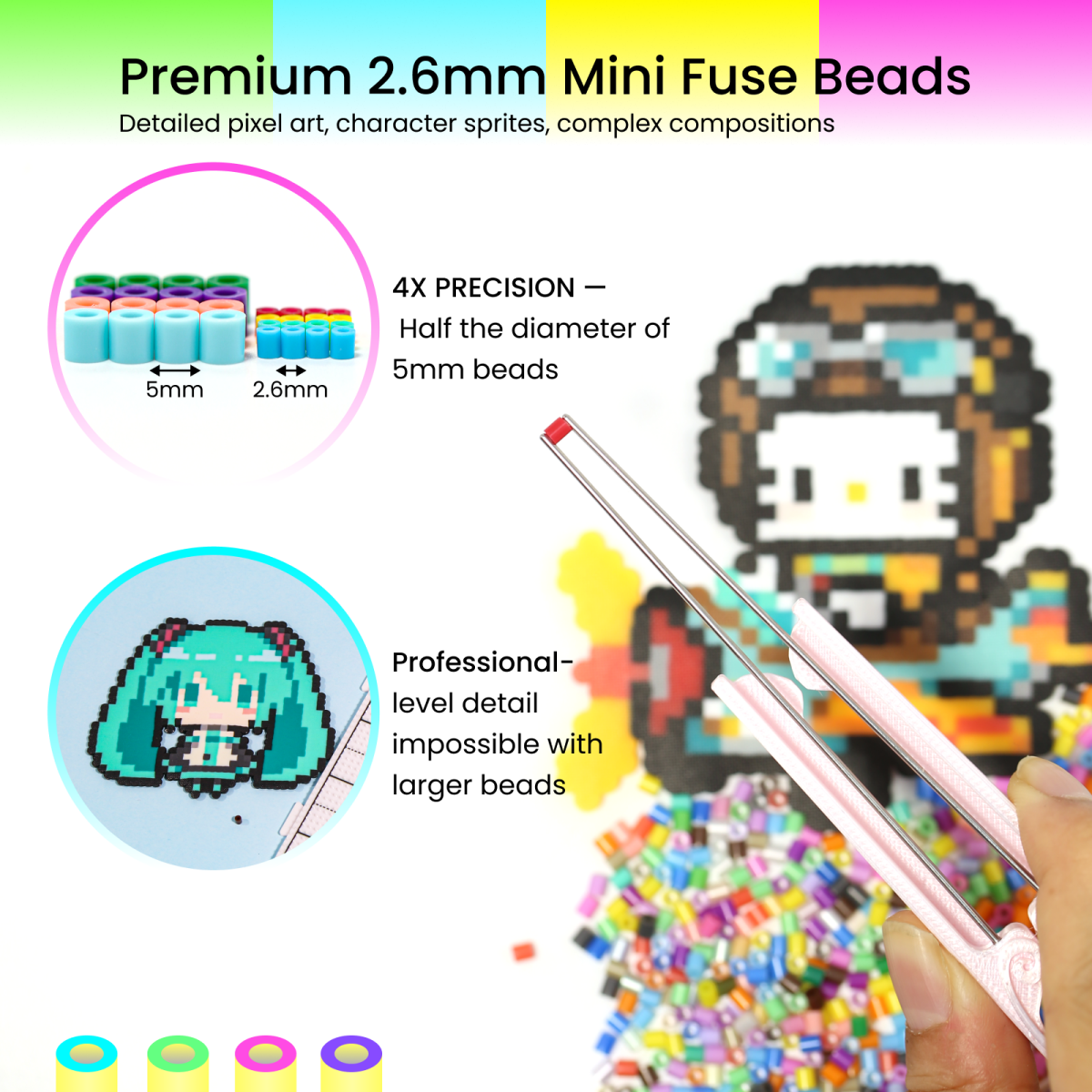 PixieBeads Floral Craft Kit: Rose & Lily of the Valley - 2.6mm Mini Fuse Beads DIY Flower Art Kit | Iron Beads Craft for Adults - PixieCraft