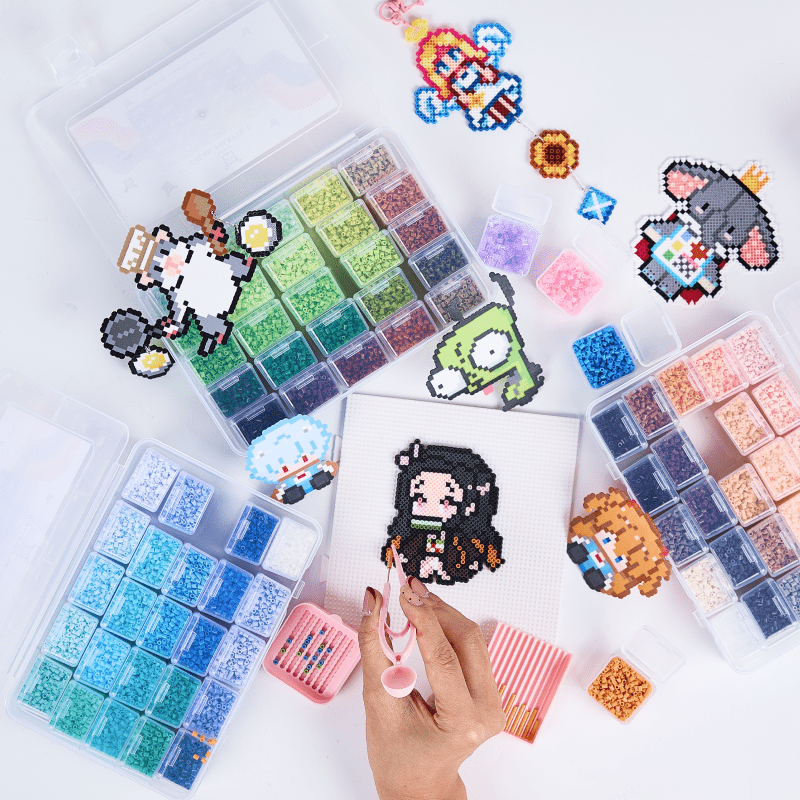 PixieBeads Premium Combo (Pearlescent + Transparent - 50 Colors) - 20,000 ct Premium 2.6mm Fuse Beads - PixieCraft