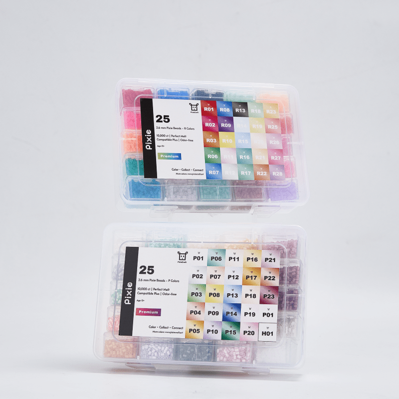 PixieBeads Premium Combo (Pearlescent + Transparent - 50 Colors) - 20,000 ct Premium 2.6mm Fuse Beads - PixieCraft