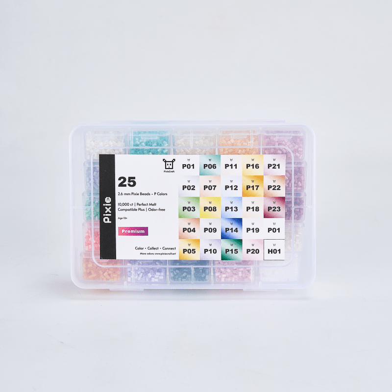 PixieBeads Premium Combo (Pearlescent + Transparent - 50 Colors) - 20,000 ct Premium 2.6mm Fuse Beads - PixieCraft