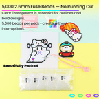 PixieCraft 5000 pcs Emergency Refill Beads 2.6mm Fuse Beads, PixieBeads Single - Color Bulk Refill Melty Beads, Mini Fuse Beads for Pixel Art - PixieCraft