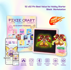 PixieCraft 52 x 52 & 104 x 104 Black Smart Pegboard for 2.6mm Fuse Beads, Eye-Friendly LED Pixel Art Board with Bluetooth, Compatible with PixieCraft Design App, Photo-to-Pattern, 2mm Stable Pins, Matte Finish - PixieCraft