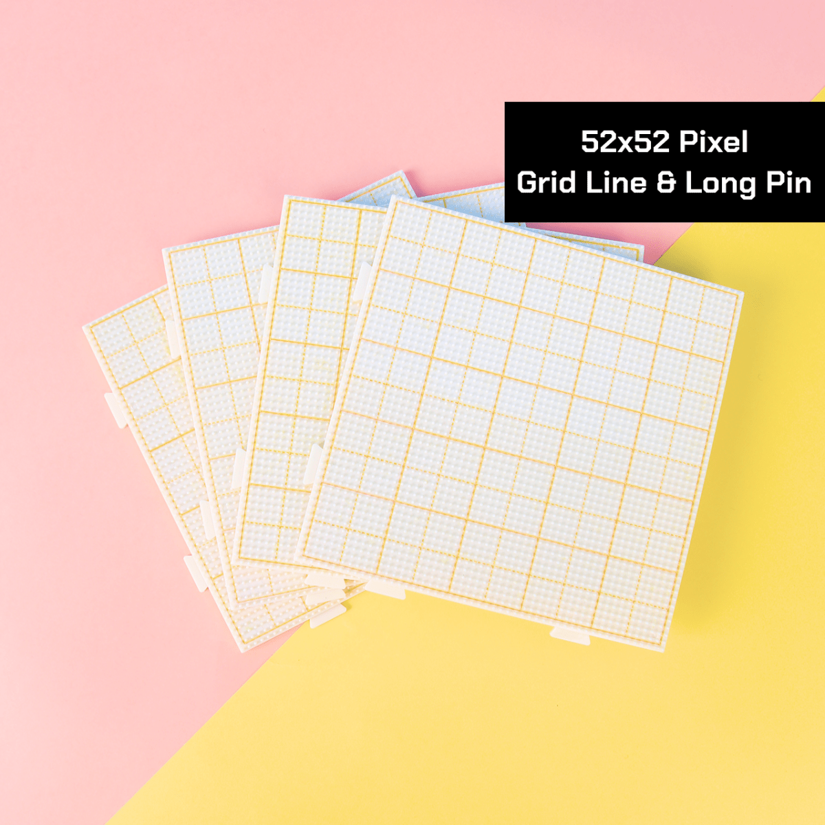 PixieCraft 52x52 Fuse Bead Pegboard 4 - Pack – Interlocking Perler Bead Boards with Engraved Gridlines & Long 2mm Pins, Snap - Together Pixel Art Boards for Kids & Adults - PixieCraft