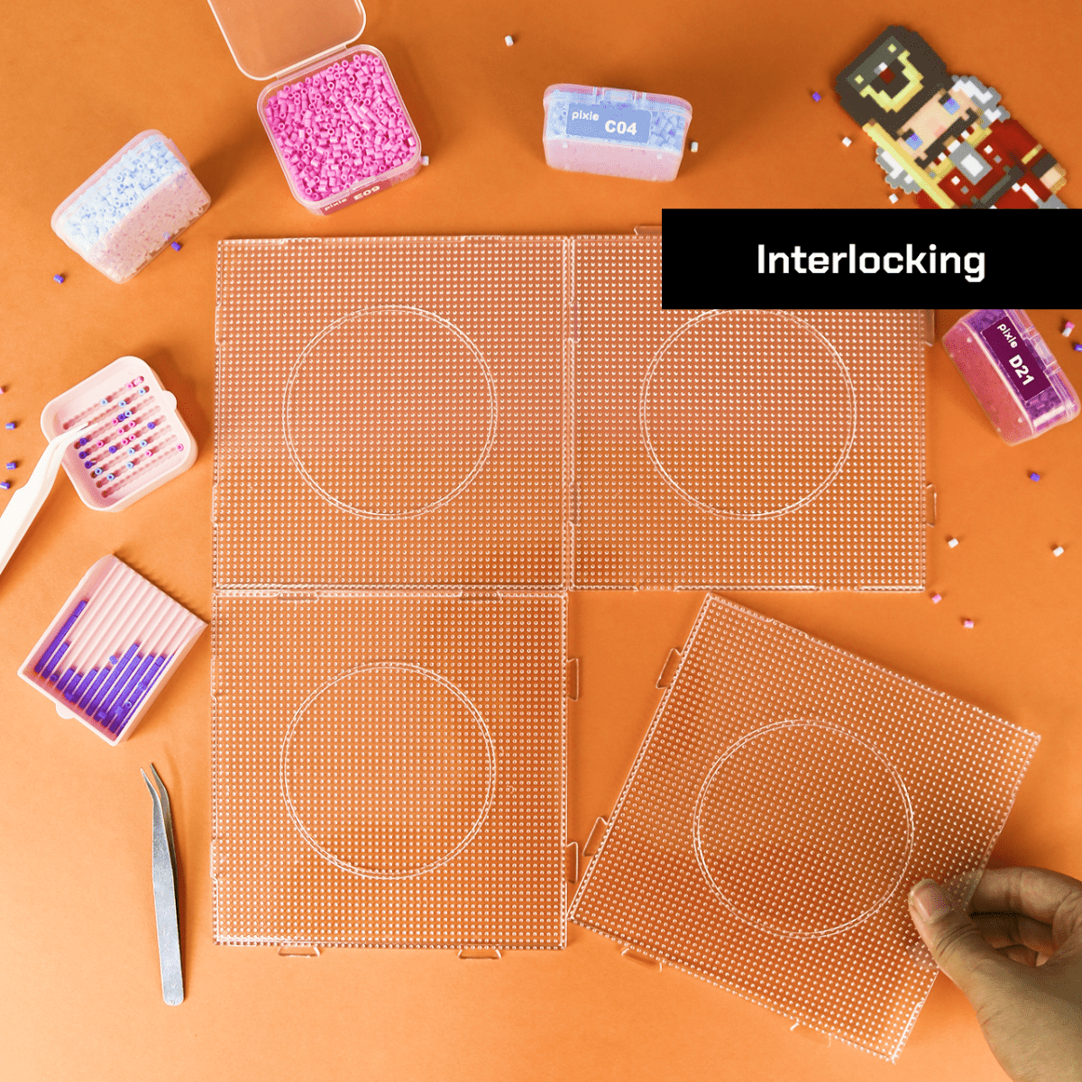 PixieCraft 52x52 Transparent Square Pegboards - for 2.6mm Mini Fuse Beads | Pegboard for Pixel Art & Fuse Beads Craft (Copy) - PixieCraft