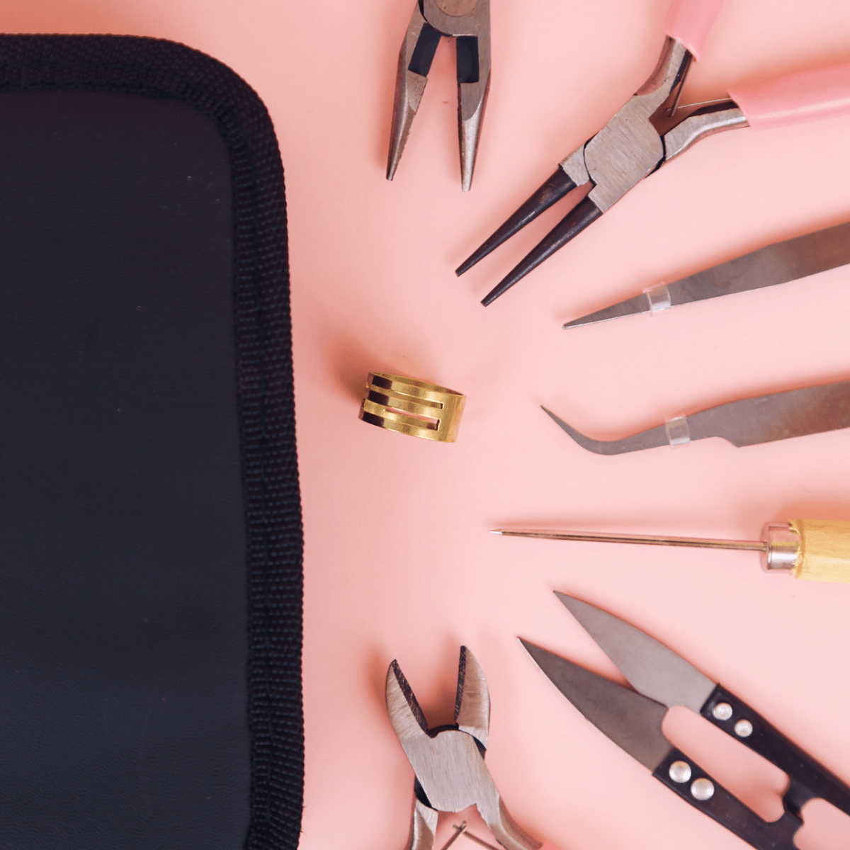 PixieCraft 8Pcs DIY Craft Tool Kit – Black Compact Storage Case, Multi - Scenario Jewelry Making, Bead Craft & Handcraft Tools Set for Adults & Kids - PixieCraft