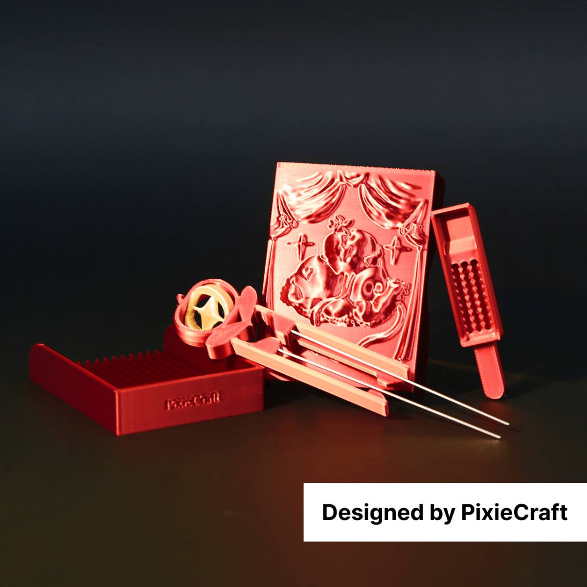 PixieCraft Apple Circus PixieBeads Picker Tool Set – Original Design, 2.6mm Bead Tray, Double Needle Precision Pen, One Tilt Bead Return, DIY Fuse Bead Craft Kit - PixieCraft