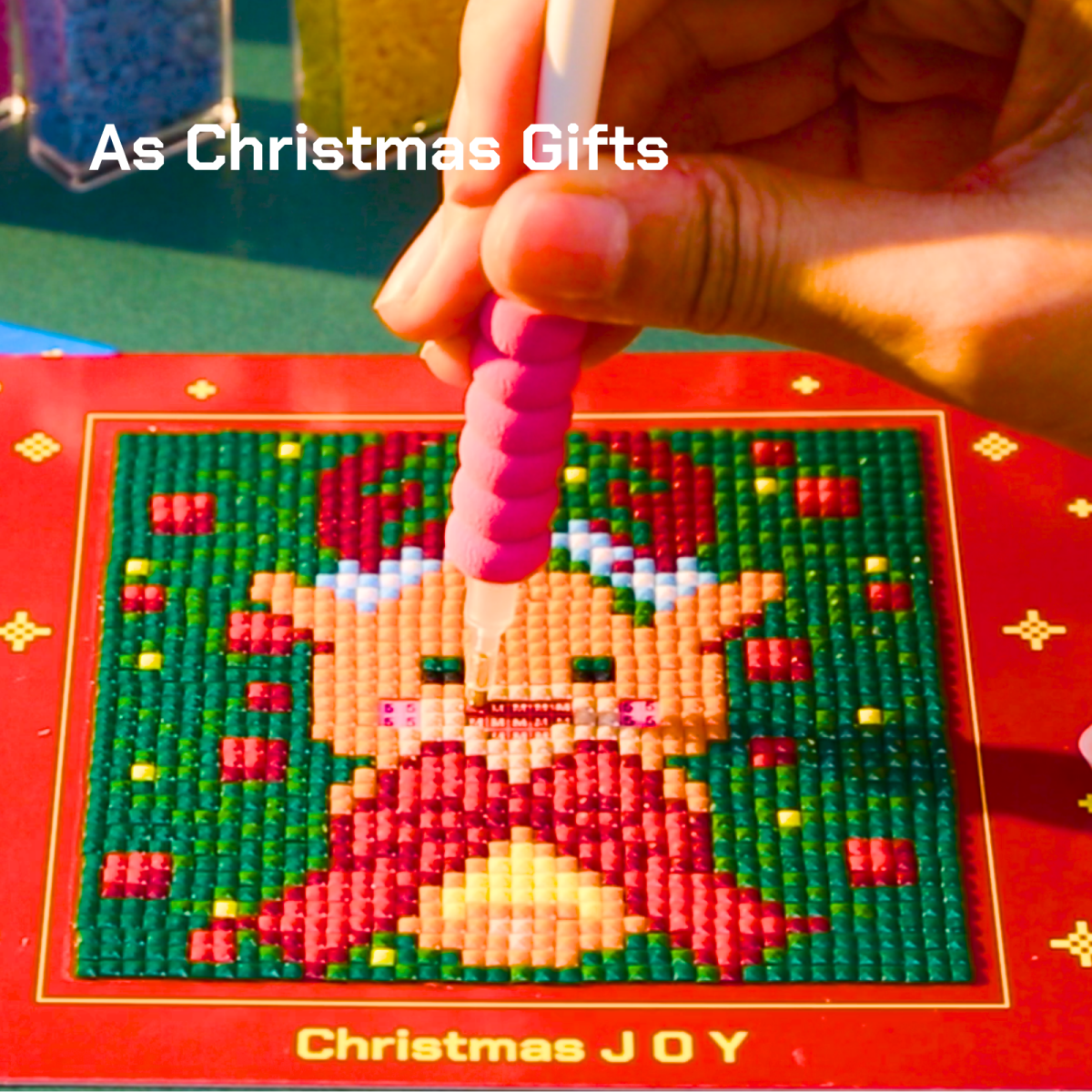 PixieCraft Christmas Craft Gift Set, 108 pcs Festive Craft Box, 30 Colors 2.6mm Fuse Beads & 12 Colors Diamond Painting Kit with Original Pattern Book, 6 Christmas Cards, 2 Pegboards, Tools, KeyChains, Christmas Gift for Adults, Teens, Kids - PixieCraft