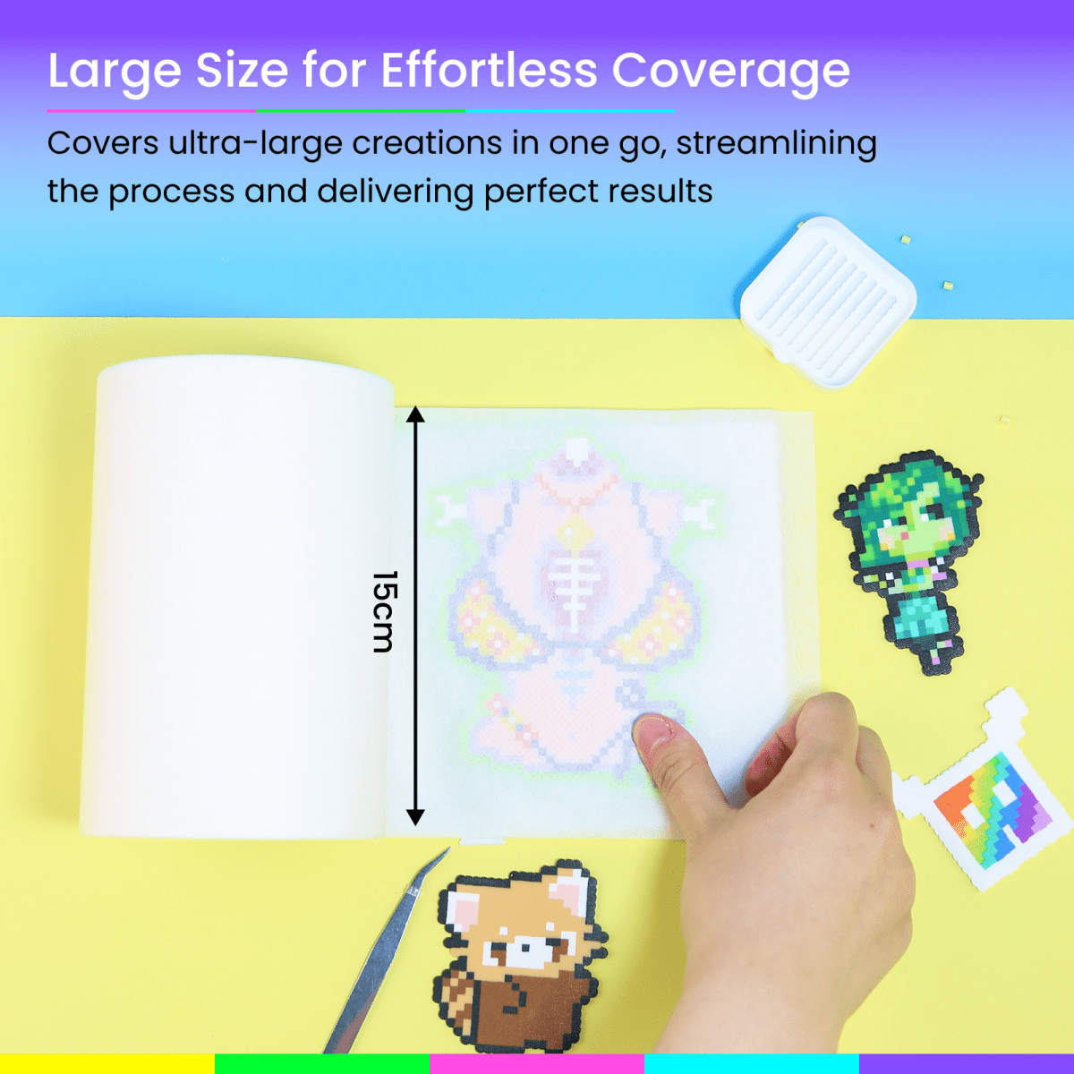 PixieCraft Extra - Wide Masking Tape – 6" x 66ft Single Roll, Heavy - Duty Craft Tape for Jumbo Fuse Bead Projects, Pixie Beads Mural Transfer & Pegboard Securing - PixieCraft