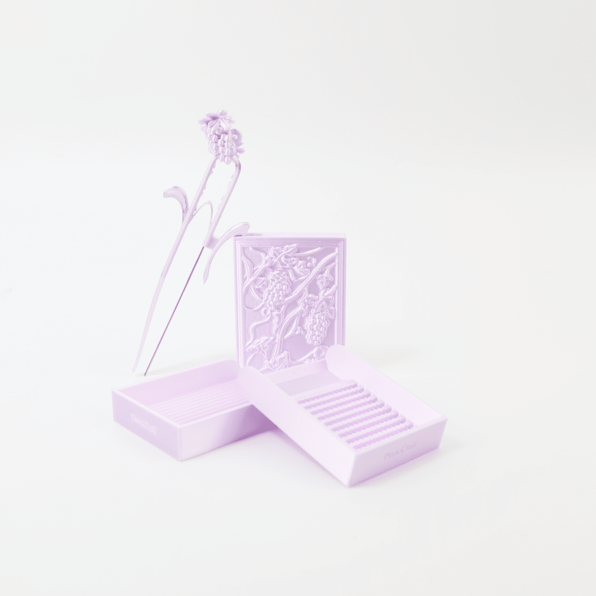 PixieCraft Grape Purple PixieBeads Picker Tool Set – Original Grape Vine Design with 2.6mm Bead Tray, Single Needle Pen and Dual Grape Leaf Scoops - PixieCraft