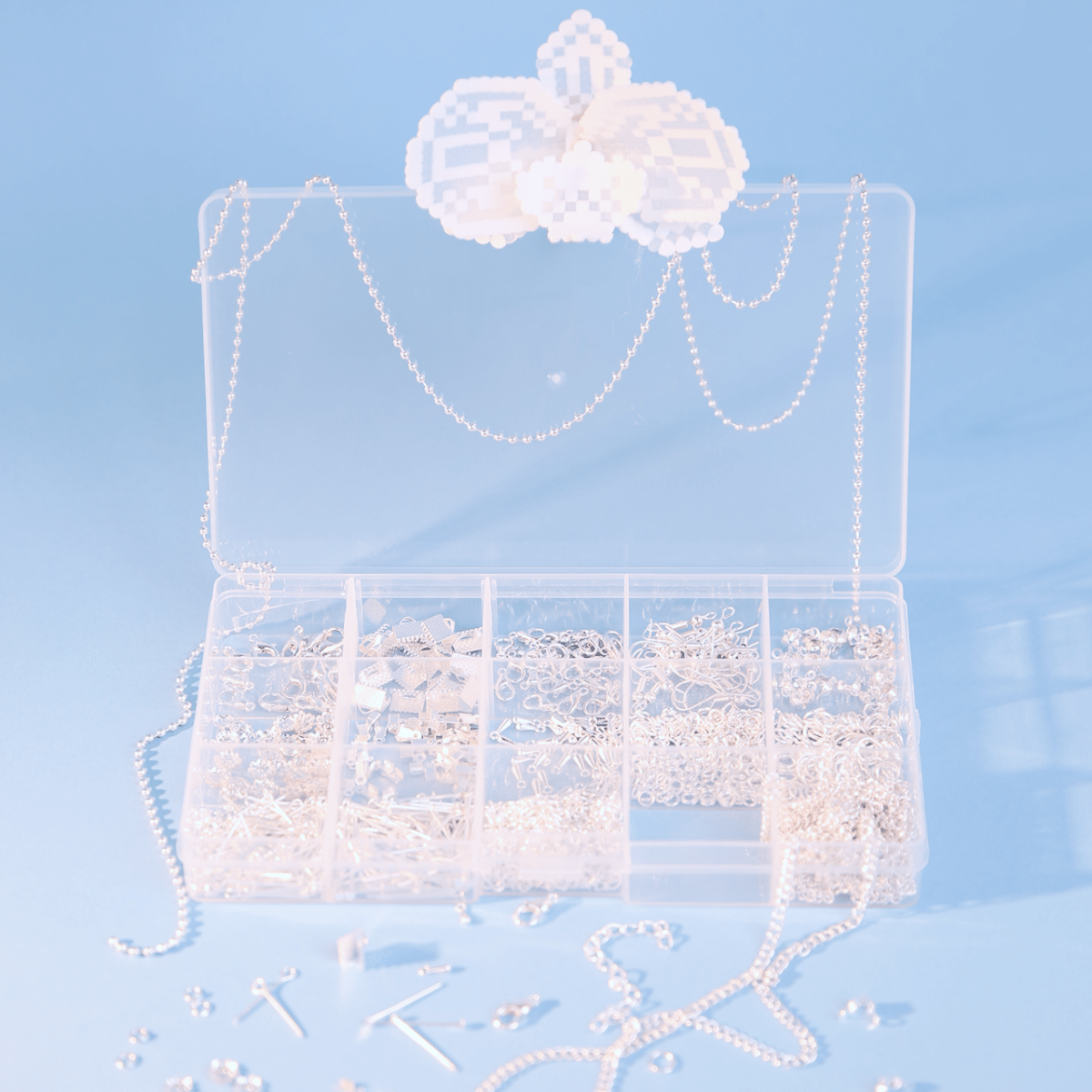 PixieCraft Jewelry Making Accessories Kit - 15 Types of Findings & Hardware | DIY Craft Supplies for Fuse Bead Keychains & Earrings - PixieCraft