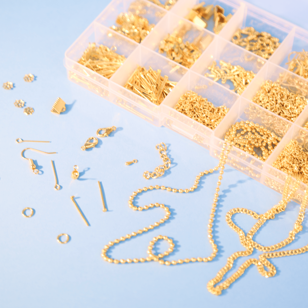 PixieCraft Jewelry Making Accessories Kit - 15 Types of Findings & Hardware | DIY Craft Supplies for Fuse Bead Keychains & Earrings - PixieCraft