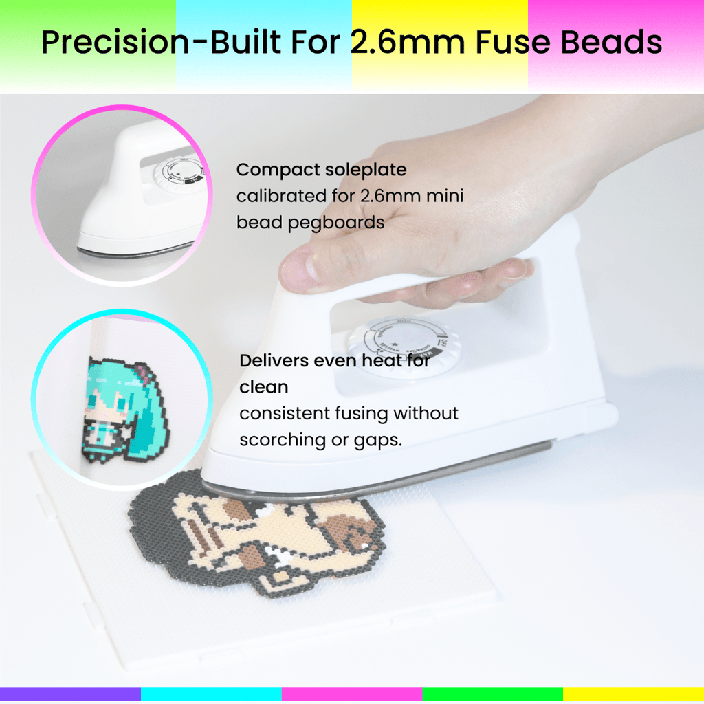 PixieCraft Mini Iron (White) - Precision Fusing Tool for 2.6mm Fuse Beads | Fuse Beads Iron for Mini Iron Beads Craft - PixieCraft