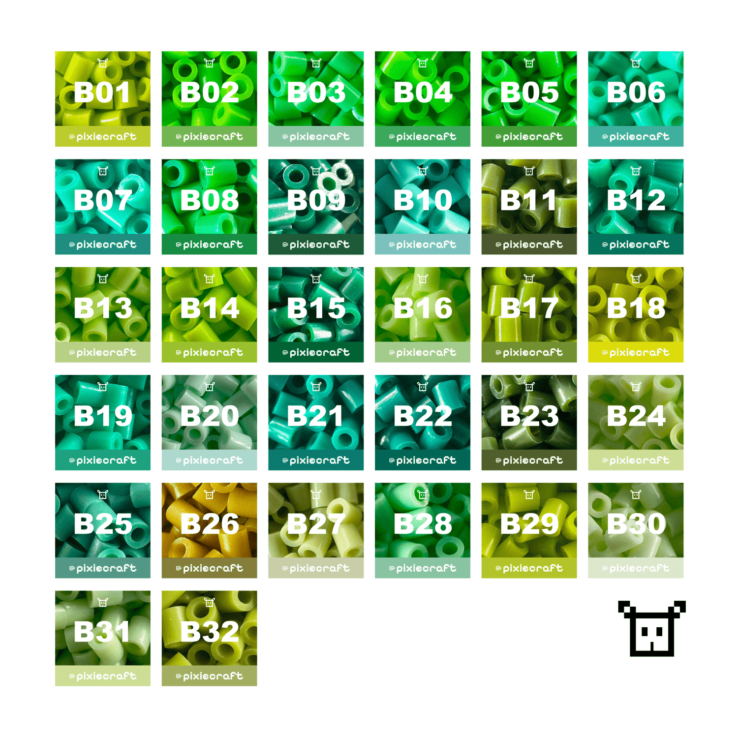 Pure Pixels Refill 1000ct - Palette B (Forest Greens) - PixieCraft