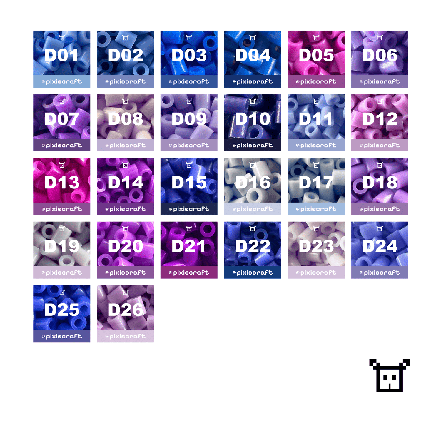 Pure Pixels Refill 1000ct - Palette D (Twilight Purples) - PixieCraft